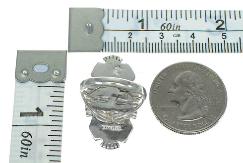 Sterling Silver Multicolor Inlay Jewelry Ring Size 8-3/4 RX86816